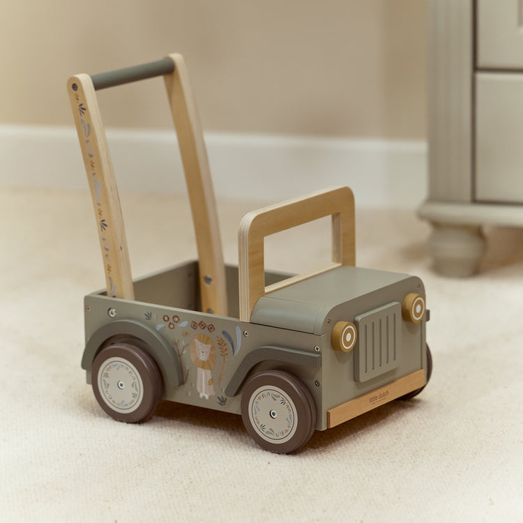 LITTLE DUTCH. Wooden safari push car Safari Friends FSC