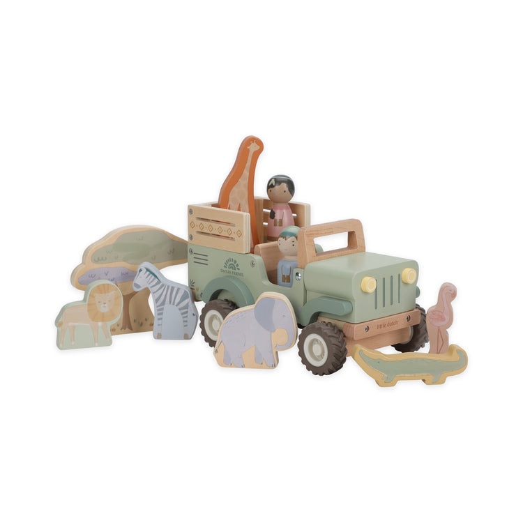 LITTLE DUTCH. Wooden safari car with animals Safari Friends FSC