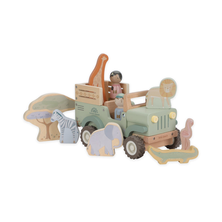 LITTLE DUTCH. Wooden safari car with animals Safari Friends FSC