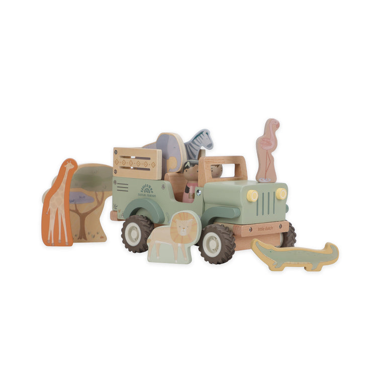 LITTLE DUTCH. Wooden safari car with animals Safari Friends FSC