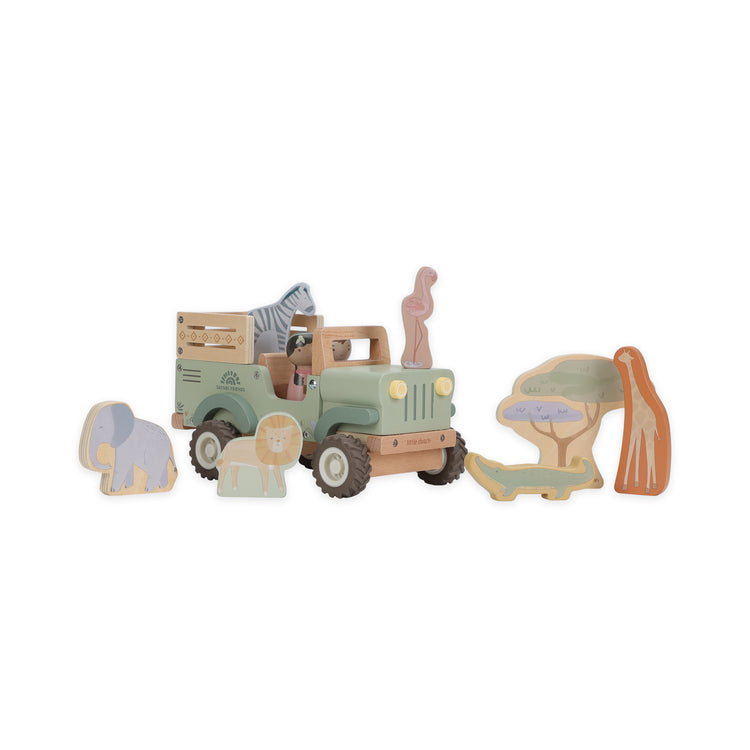 LITTLE DUTCH. Wooden safari car with animals Safari Friends FSC