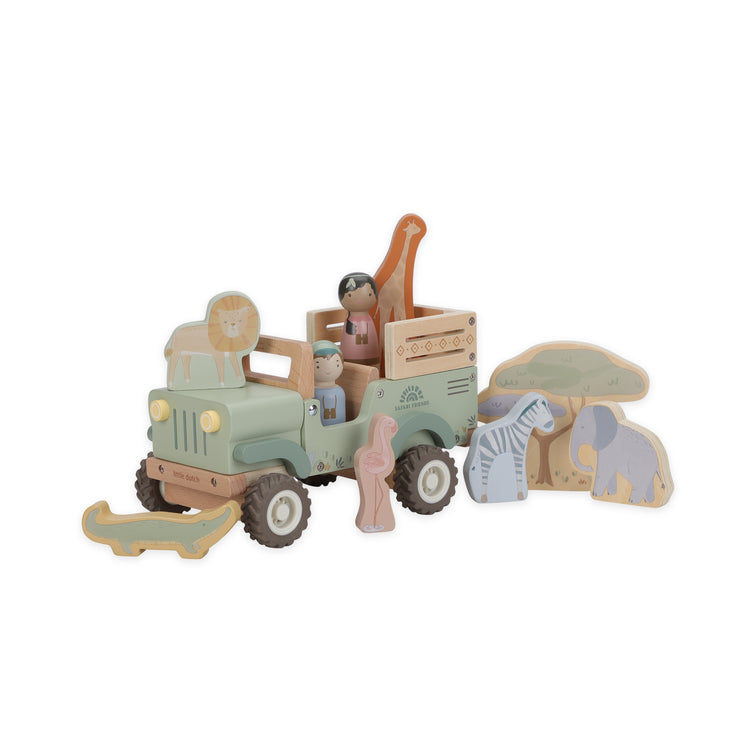 LITTLE DUTCH. Wooden safari car with animals Safari Friends FSC