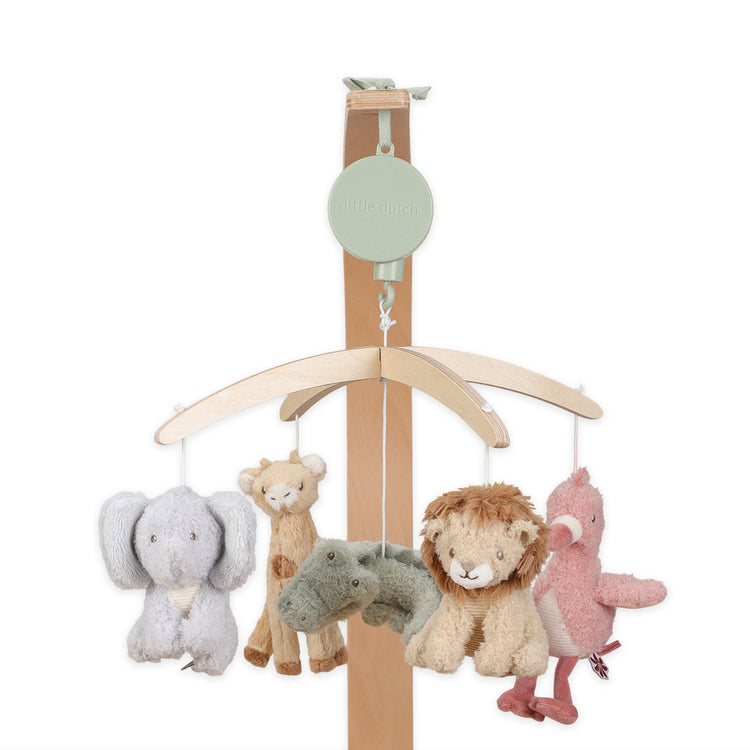 LITTLE DUTCH. Wooden music mobile Safari Friends FSC