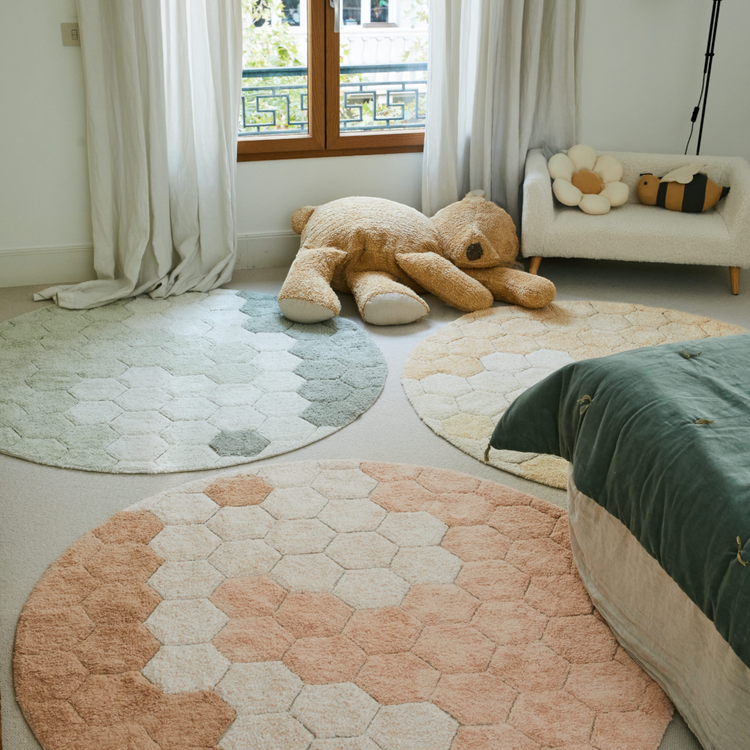 Lorena Canals. Χαλί δωματίου στρόγγυλο Round Honeycomb Rose 140 εκ.