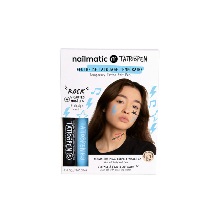 NAILMATIC. Σετ ζωγραφικής δέρματος Tattoopen με σχέδια Rock