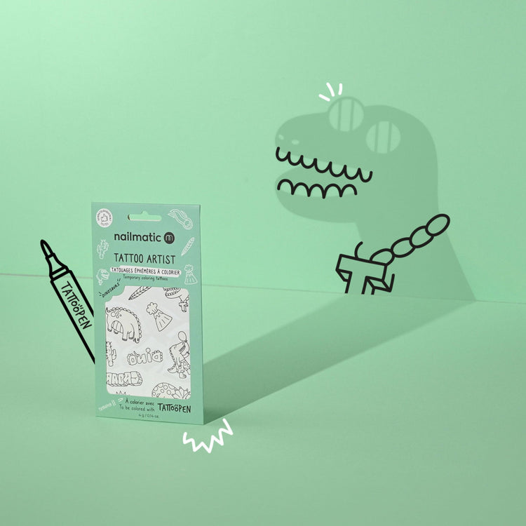 NAILMATIC. Temporary coloring tattoos - Dinosaurs