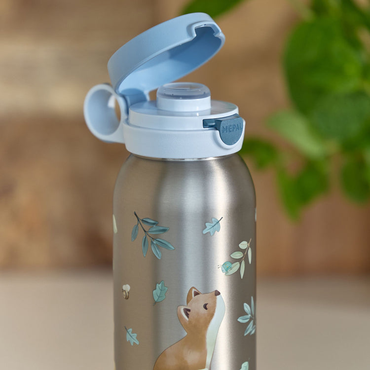 LITTLE DUTCH. Ανοξείδωτο μπουκάλι flip-up campus 600 ml - Forest Friends