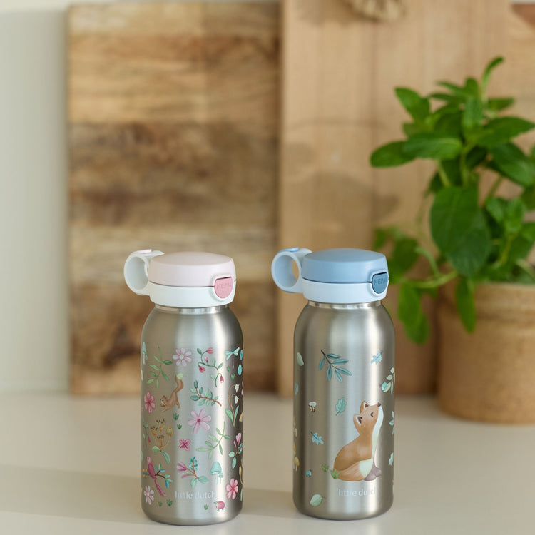 LITTLE DUTCH. Ανοξείδωτο μπουκάλι flip-up campus 600 ml - Forest Friends