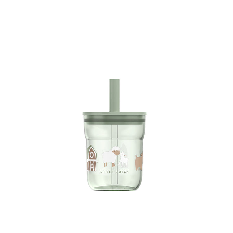LITTLE DUTCH. Children's glass Mio 250 ml with straw - Little Farm