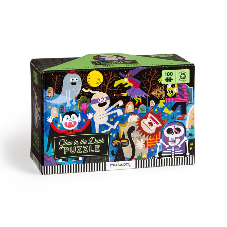 MUDPUPPY. Haunted Graveyard 100 Piece Glow in the Dark Puzzle
