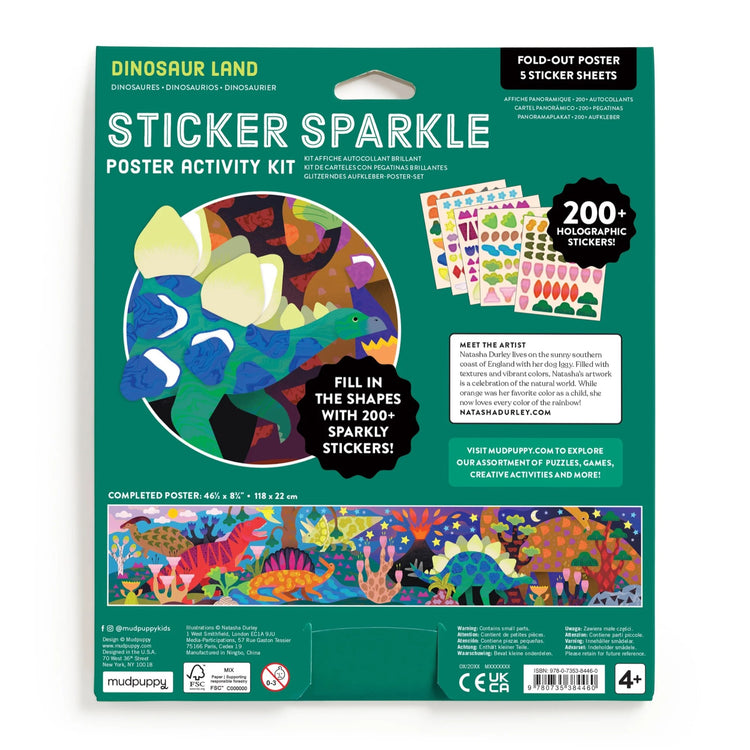 MUDPUPPY. Dinosaur Land Sticker Sparkle Poster Activity Kit