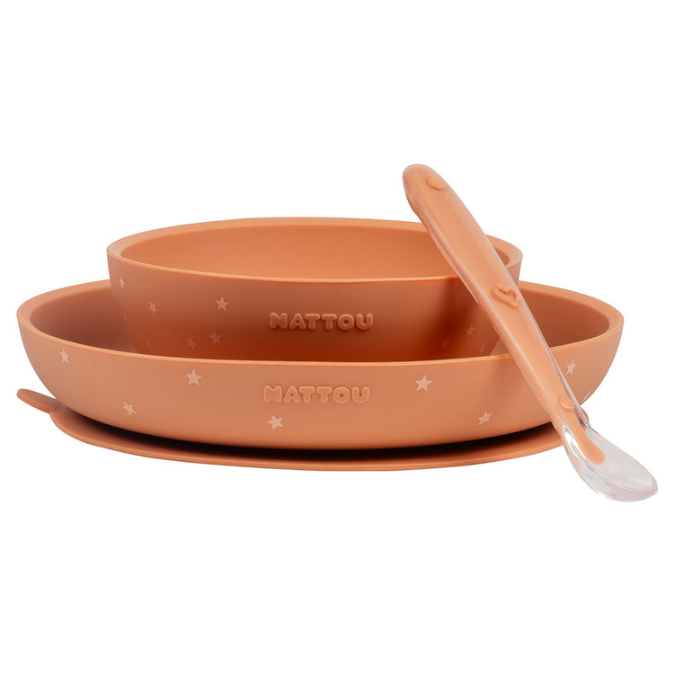 SILICON. Children Tableware Set of 3 pcs - Terracotta Pattern