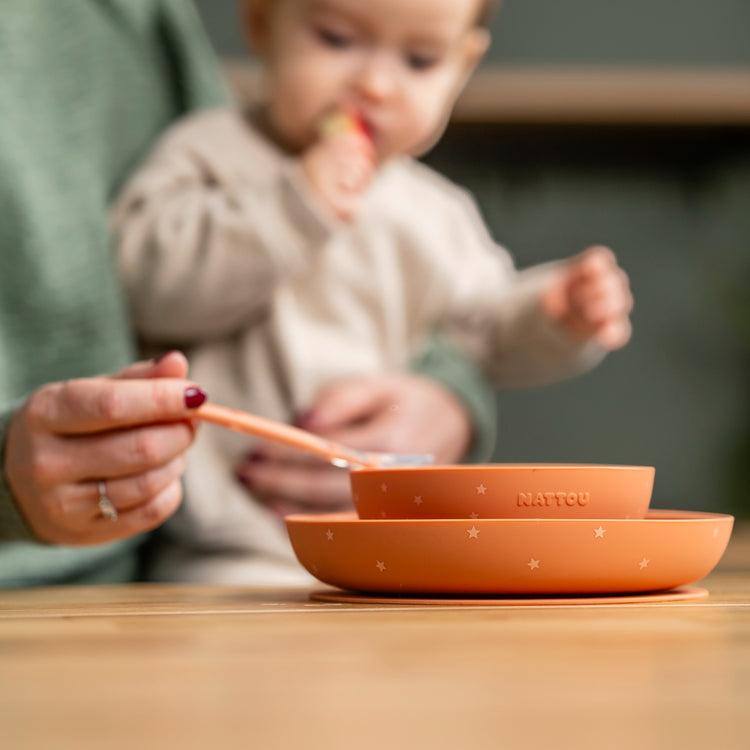 SILICON. Children Tableware Set of 3 pcs - Terracotta Pattern