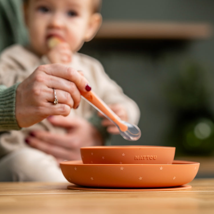 SILICON. Children Tableware Set of 3 pcs - Terracotta Pattern
