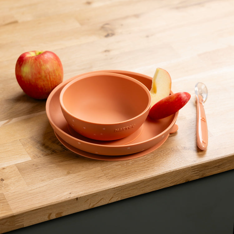 SILICON. Children Tableware Set of 3 pcs - Terracotta Pattern