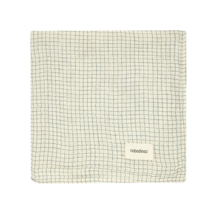 WABI SABI. Κουβερτάκι αγκαλιάς Blue grid 70x70