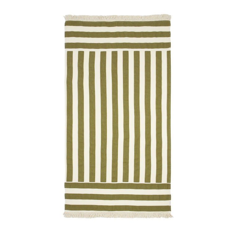 PORTOFINO. Πετσέτα παραλίας Pistachio Stripes Waffle 84 x 150 εκ.
