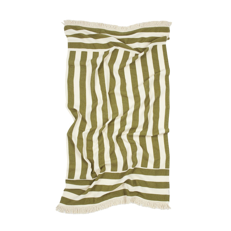 PORTOFINO. Πετσέτα παραλίας Pistachio Stripes Waffle 84 x 150 εκ.