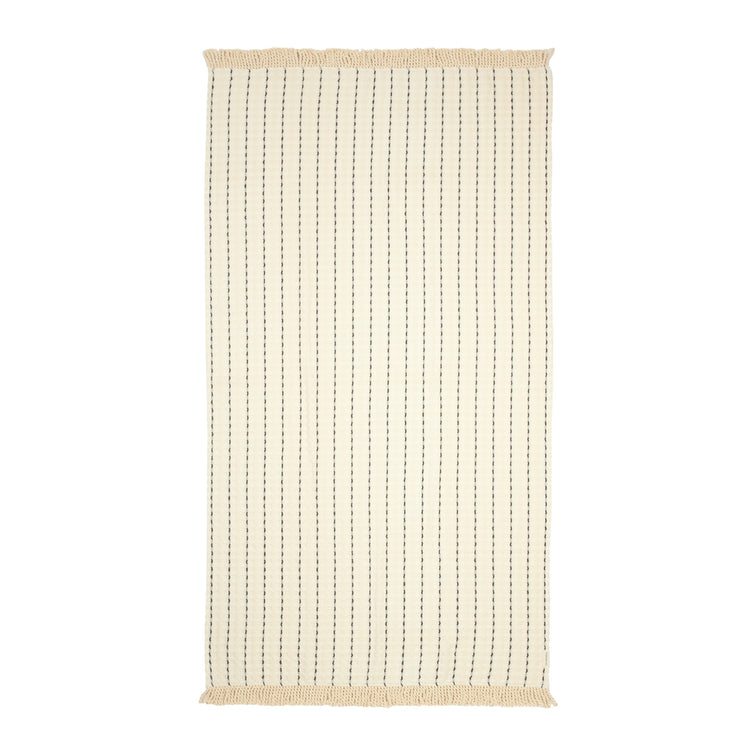 PORTOFINO. Beach towel Portofino Black Stripes Large Waffle
