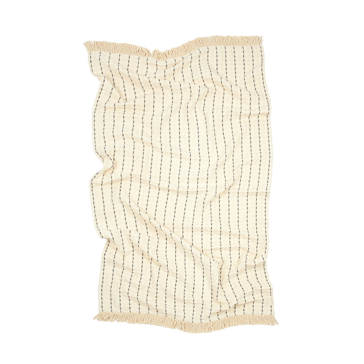PORTOFINO. Πετσέτα παραλίας Black Stripes Large Waffle 84 x 150 εκ.
