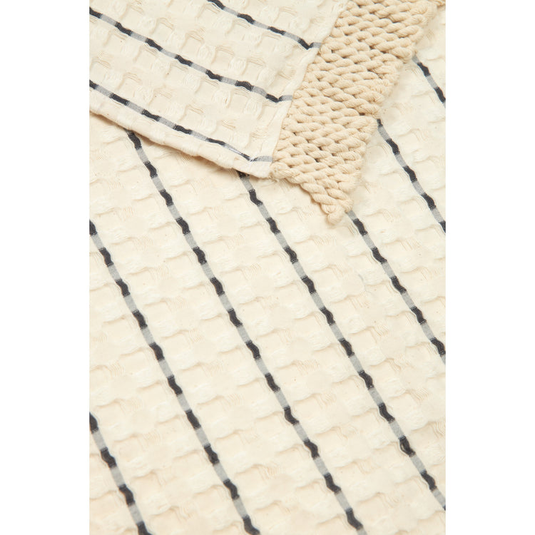 PORTOFINO. Beach towel Portofino Black Stripes Large Waffle