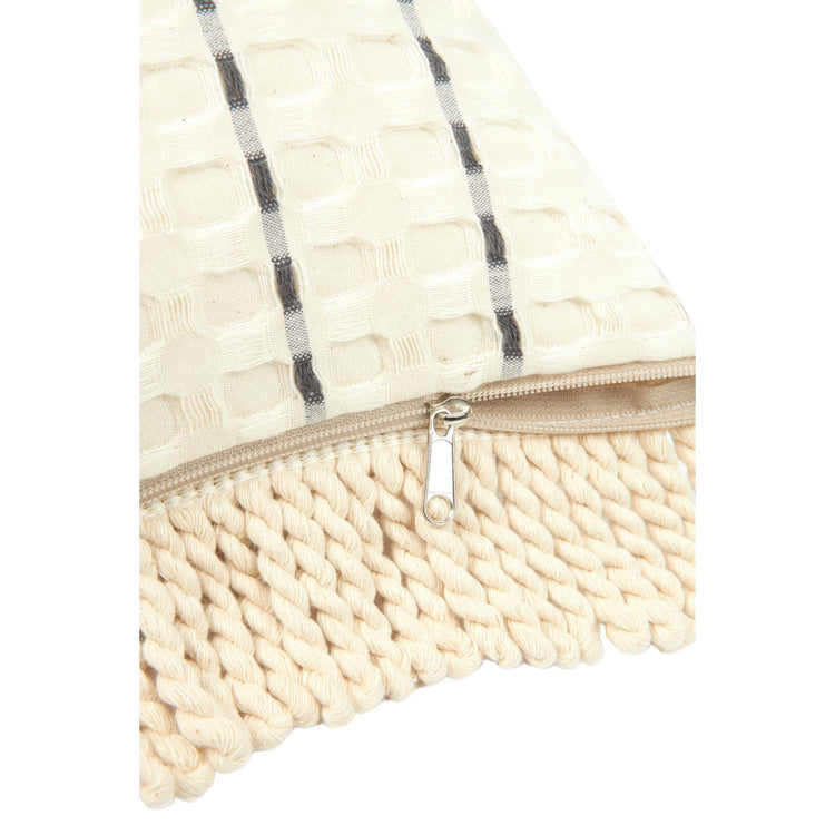 PORTOFINO. Waterproof cushion Portofino Black Stripes Large Waffle