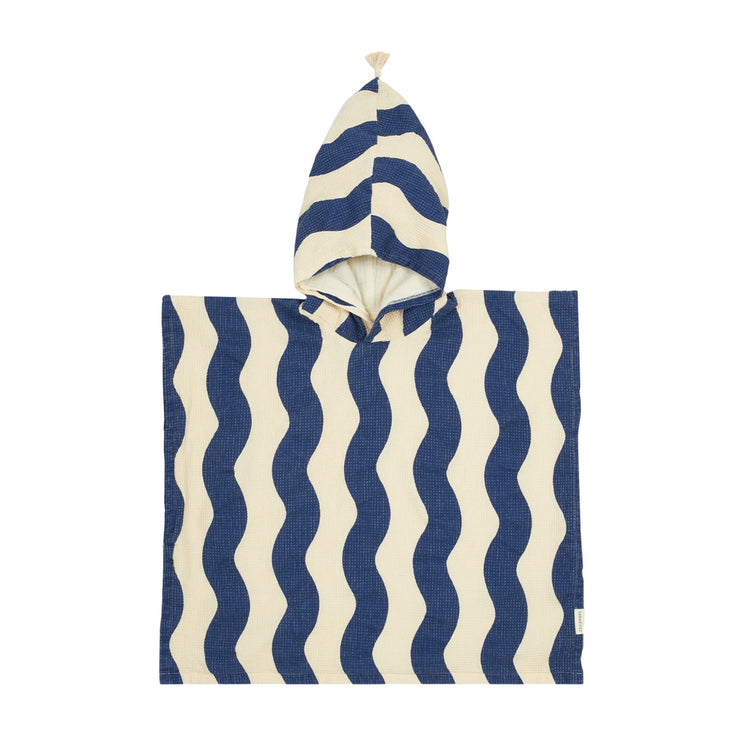 PORTOFINO. Πόντσο παραλίας Blue Waves Waffle 3-6 ετών