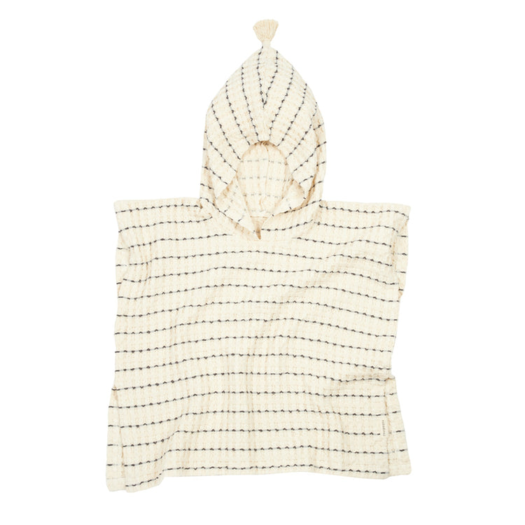PORTOFINO. Beach poncho Porotfino Black Stripes Large Waffle 6-9 years