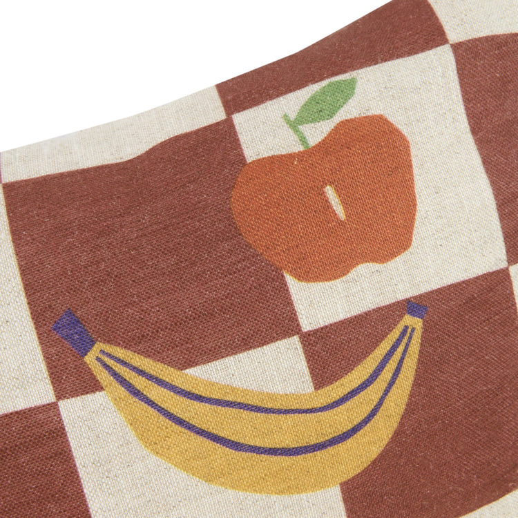 VIBES. Μαξιλάρι ορθογώνιο Maroon Checks Fruits 33x22 S