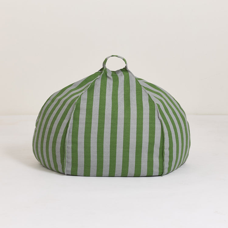 VIBES. Round beanbag - kid size - Green Blue stripes
