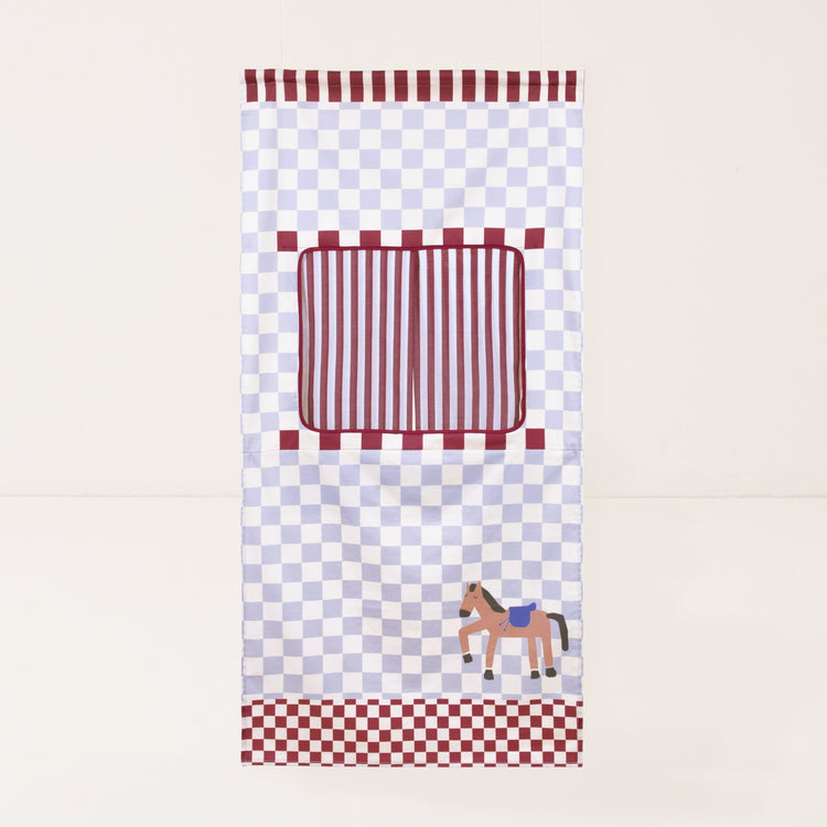 VIBES. Door Theater Blue Checks Horse