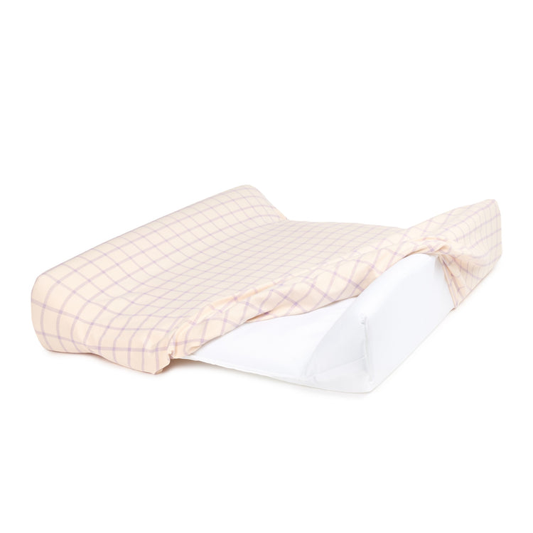 STORIES. Changing cover Limited edition - organic cotton jersey Powder Mauve Grid 50x70