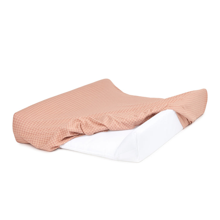STORIES. Changing cover Limited edition - organic cotton jersey Pink Cream Grid 50x70