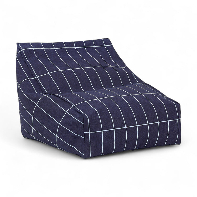 VIBES. Υφασμάτινη παιδική πολυθρόνα-πουφ Navy blue grid vintage effect