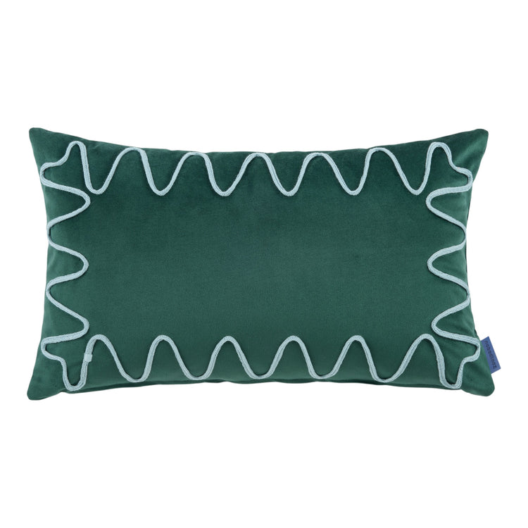 RITA. Μαξιλάρι ορθογώνιο με κέντημα Eco-velvet Green 48x30