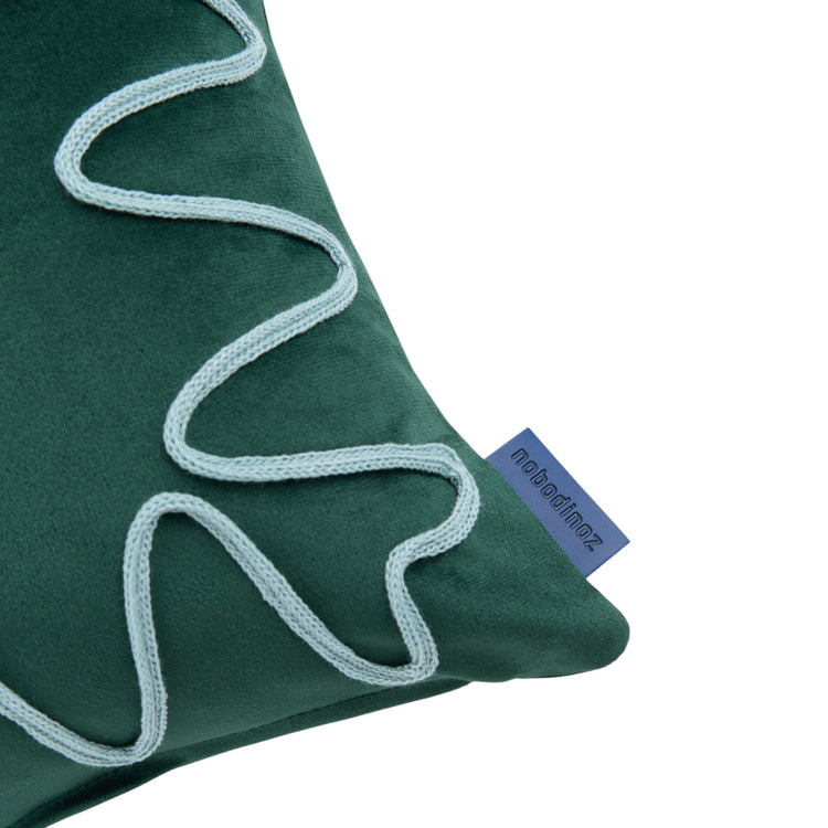 RITA. Embroidered cushion Eco-velvet Green 48x30