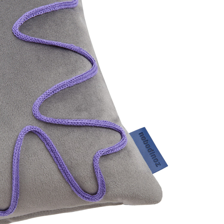 RITA. Embroidered cushion Eco-velvet Grey 48x30