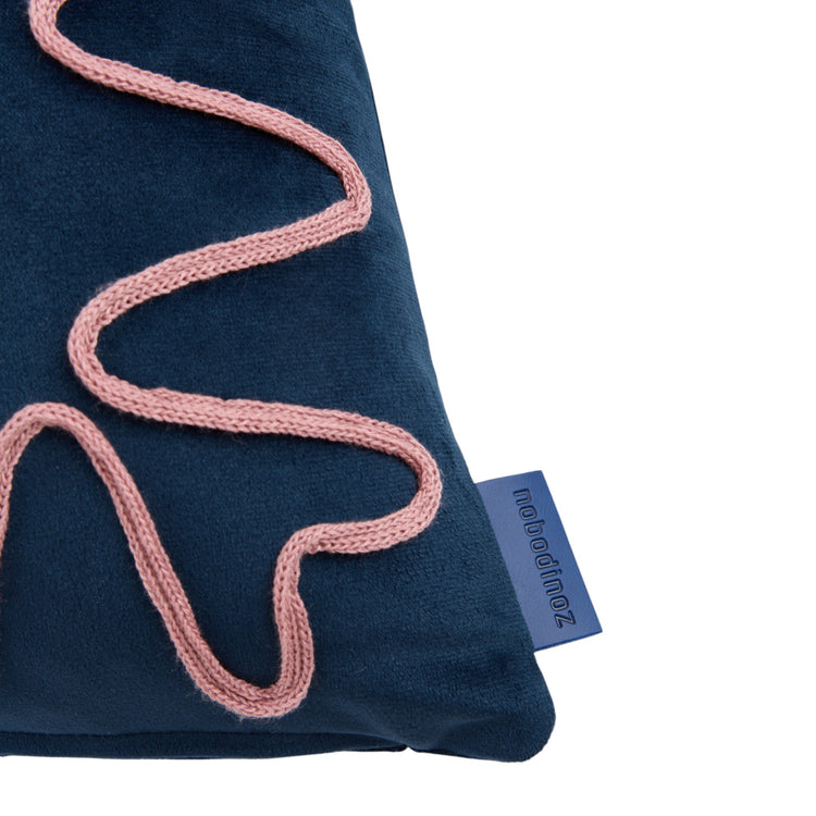 RITA. Embroidered cushion Eco-velvet Night Blue 48x30