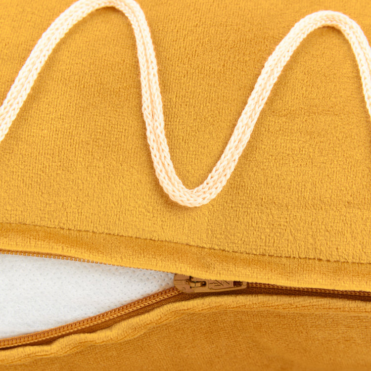 RITA. Embroidered cushion Eco-velvet Ochre 48x30