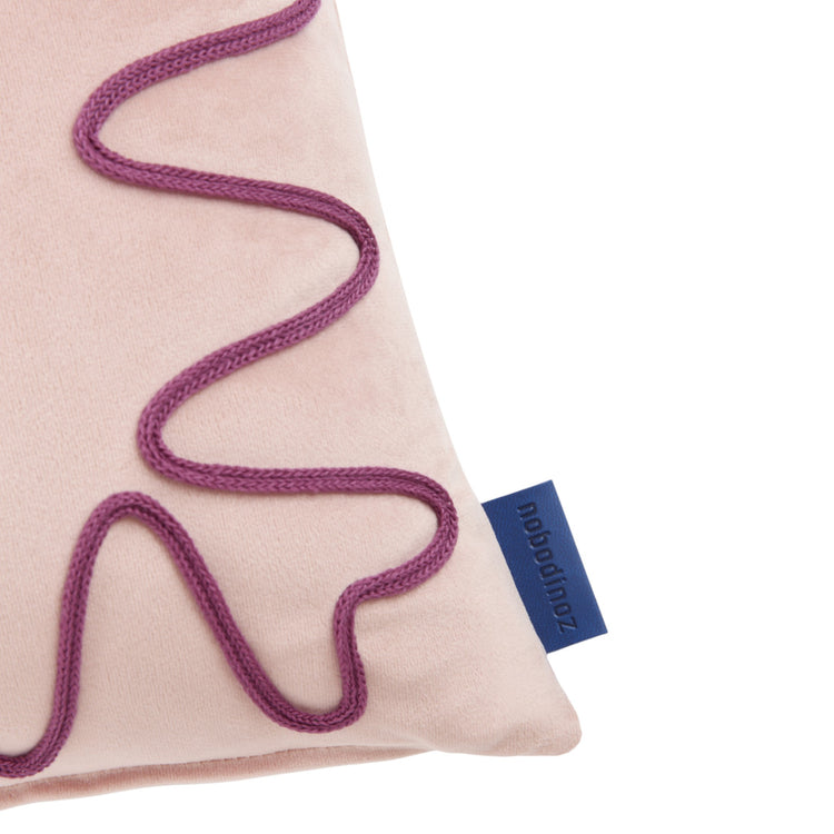 RITA. Embroidered cushion Eco-velvet Pink 48x30