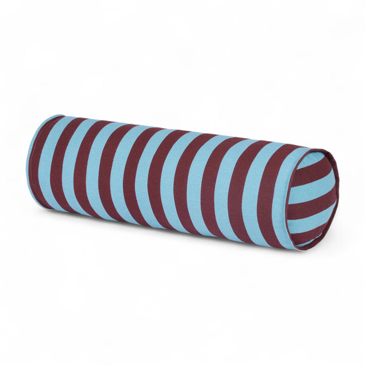 VIBES. Cylinder cushion Burgundy Blue Stripes