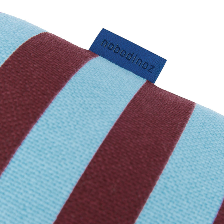 VIBES. Cylinder cushion Burgundy Blue Stripes