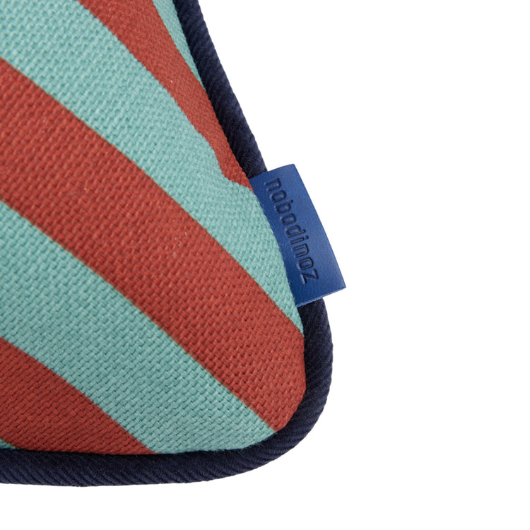RAY. Rectangular cushion Red Teal Green Stripes 70x25