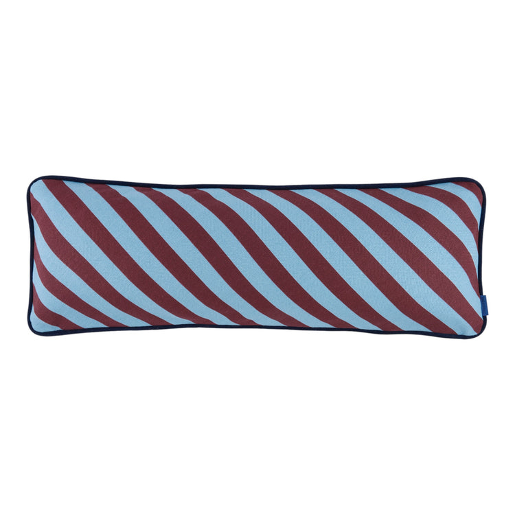 RAY. Rectangular cushion Burgundy Blue Stripes 70x25