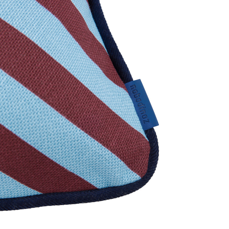 RAY. Rectangular cushion Burgundy Blue Stripes 70x25
