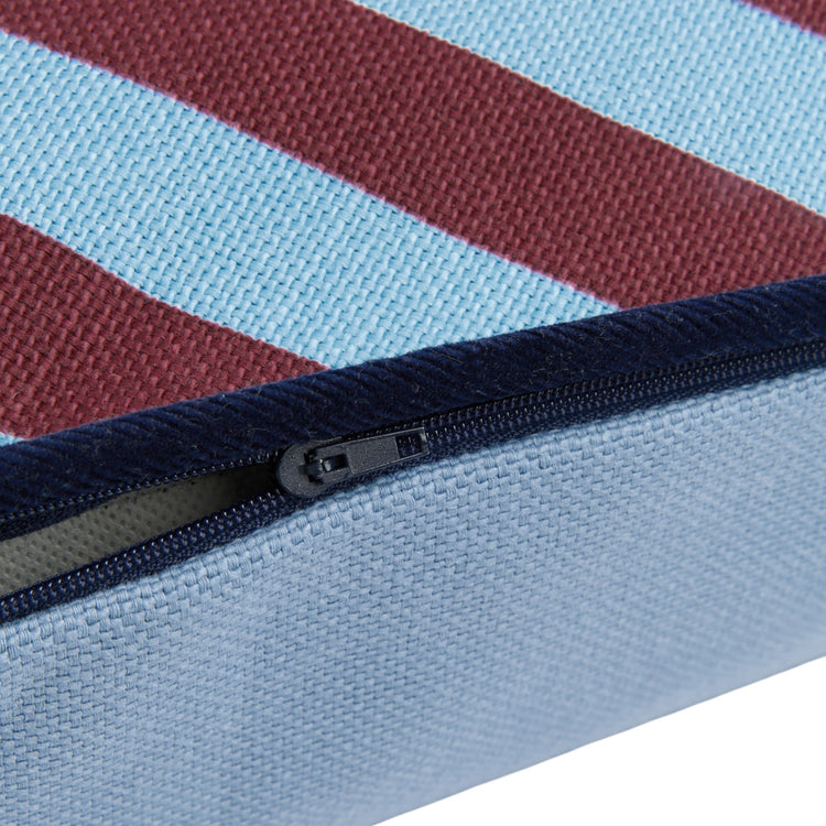 RAY. Rectangular cushion Burgundy Blue Stripes 70x25