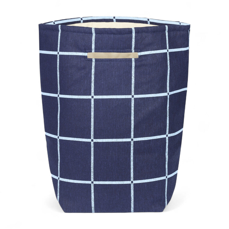 VIBES. Large storage basket Navy blue windopane vintage effect