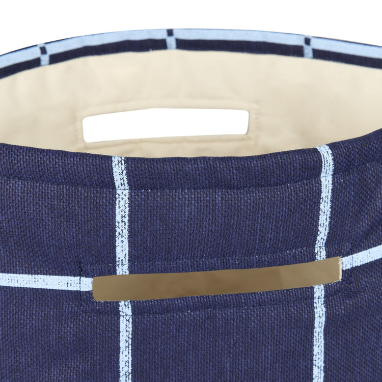 VIBES. Large storage basket Navy blue windopane vintage effect