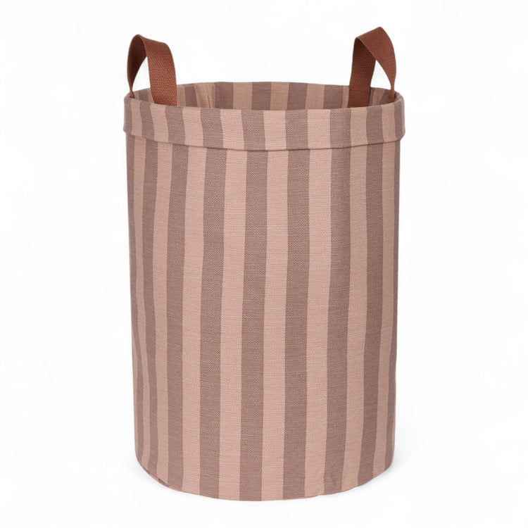 BLISS. Round large storage basket Pink Mauve Stripes