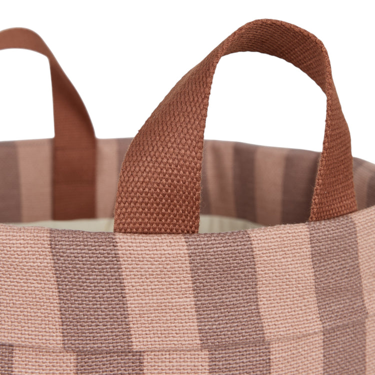 BLISS. Round large storage basket Pink Mauve Stripes
